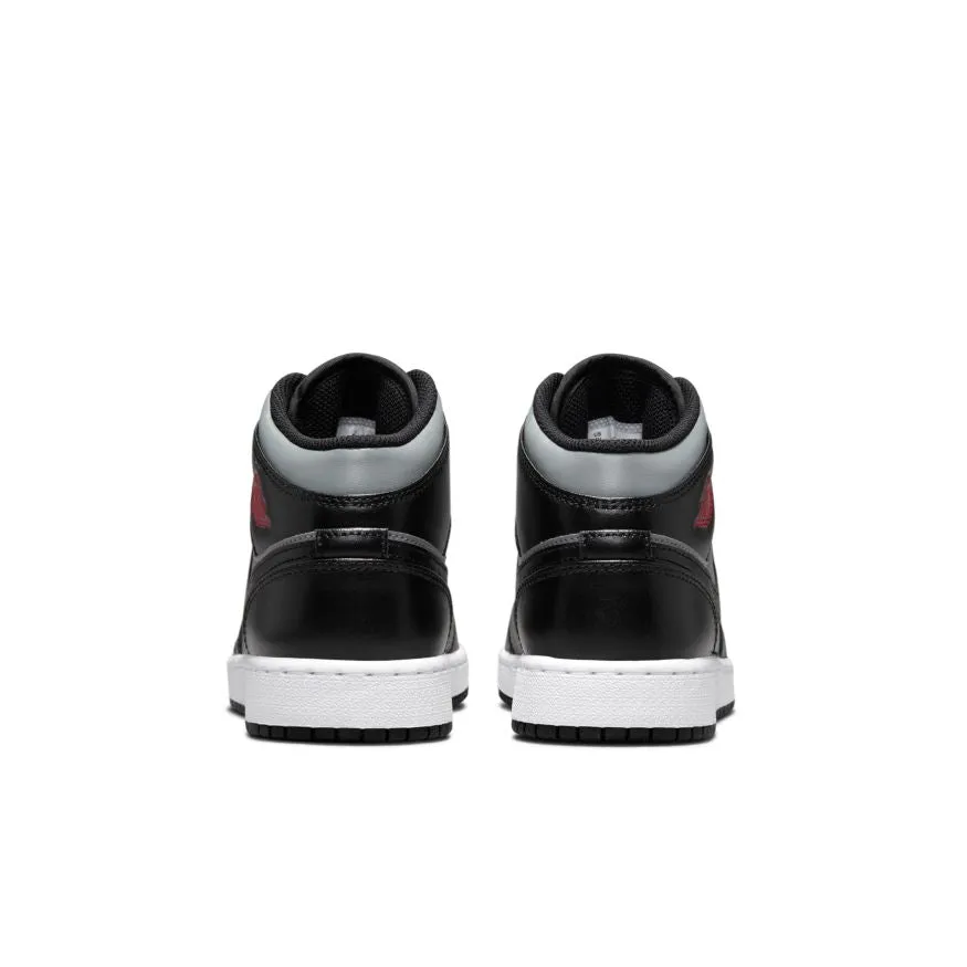 Air Jordan 1 Mid, BLACK/GYM RED-PARTICLE GREY-WHITE