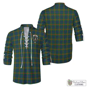 Aiton Tartan Men's Scottish Traditional Jacobite Ghillie Kilt Shirt with Family Crest