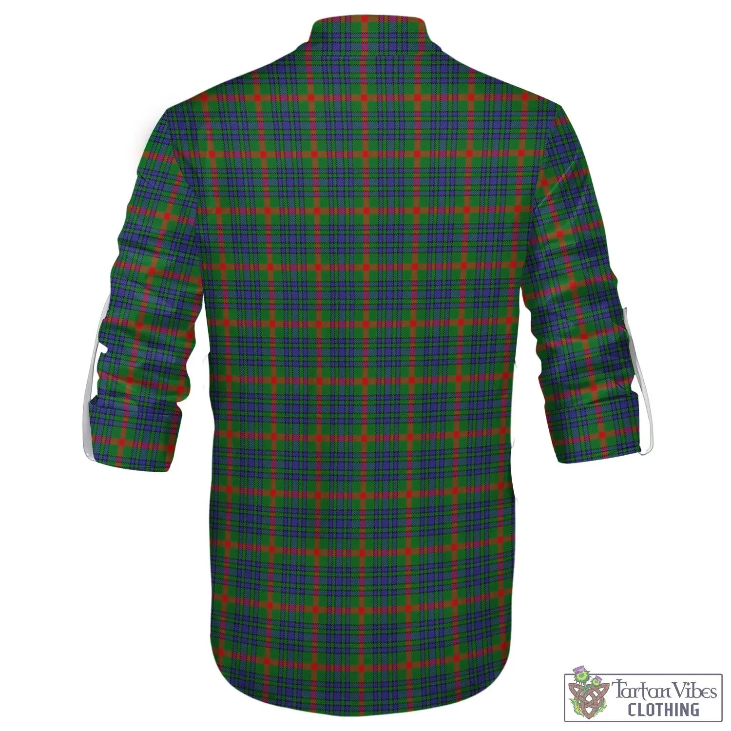 Aiton Tartan Men's Scottish Traditional Jacobite Ghillie Kilt Shirt with Family Crest