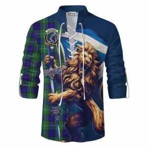 Alexander Tartan Family Crest Ghillie Kilt Shirt with Scottish Majestic Lion