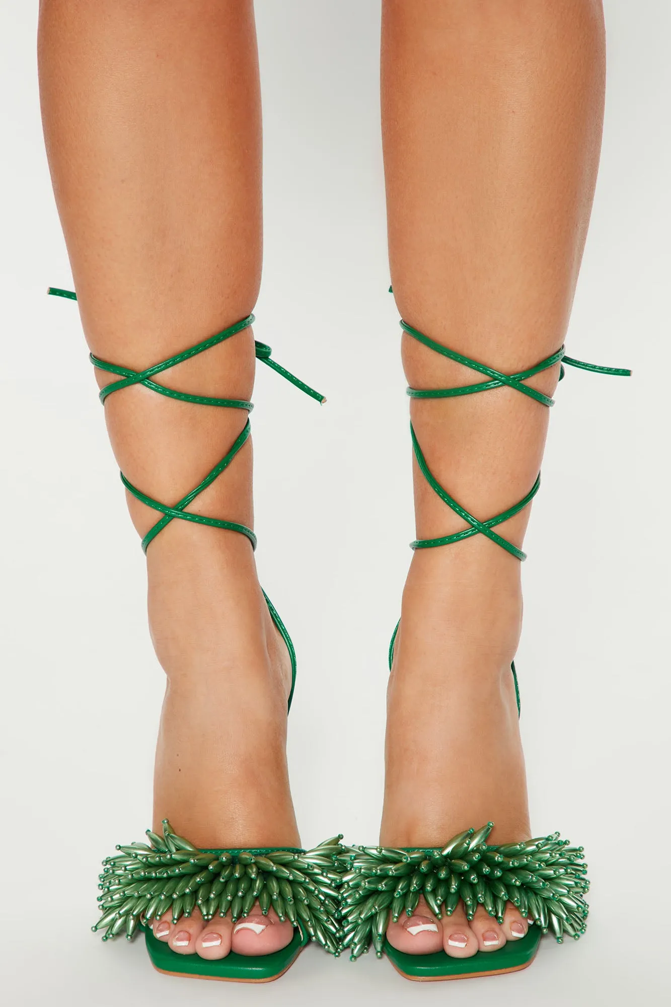 Alexandra Beaded Heels - Green