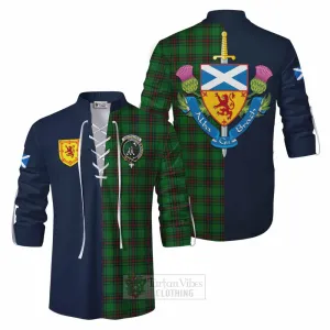 Anstruther Tartan Ghillie Kilt Shirt Alba with Scottish Lion Royal Arm Half Style