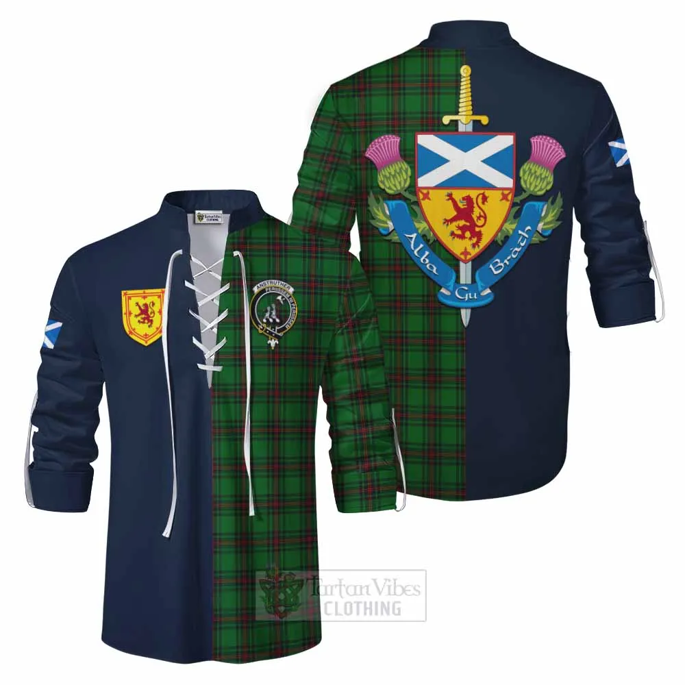 Anstruther Tartan Ghillie Kilt Shirt Alba with Scottish Lion Royal Arm Half Style