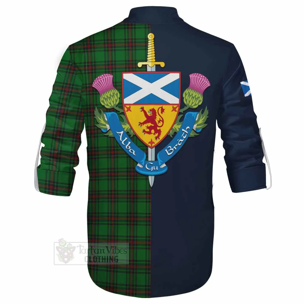 Anstruther Tartan Ghillie Kilt Shirt Alba with Scottish Lion Royal Arm Half Style