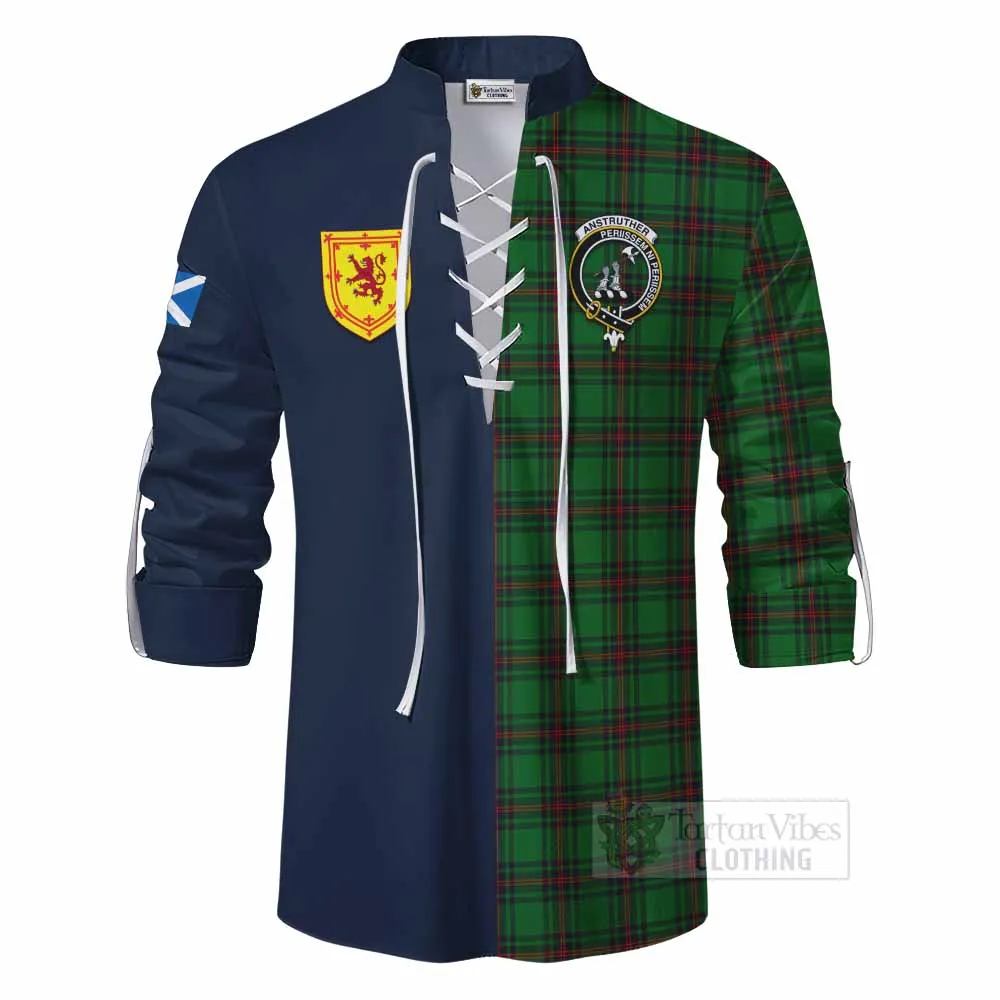Anstruther Tartan Ghillie Kilt Shirt Alba with Scottish Lion Royal Arm Half Style