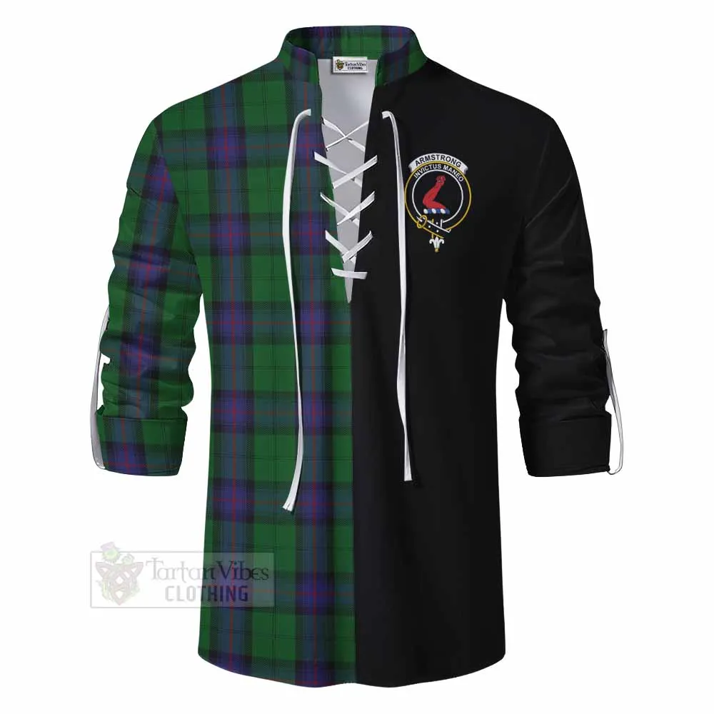 Armstrong Tartan Ghillie Kilt Shirt with Family Crest and Half Of Me Style