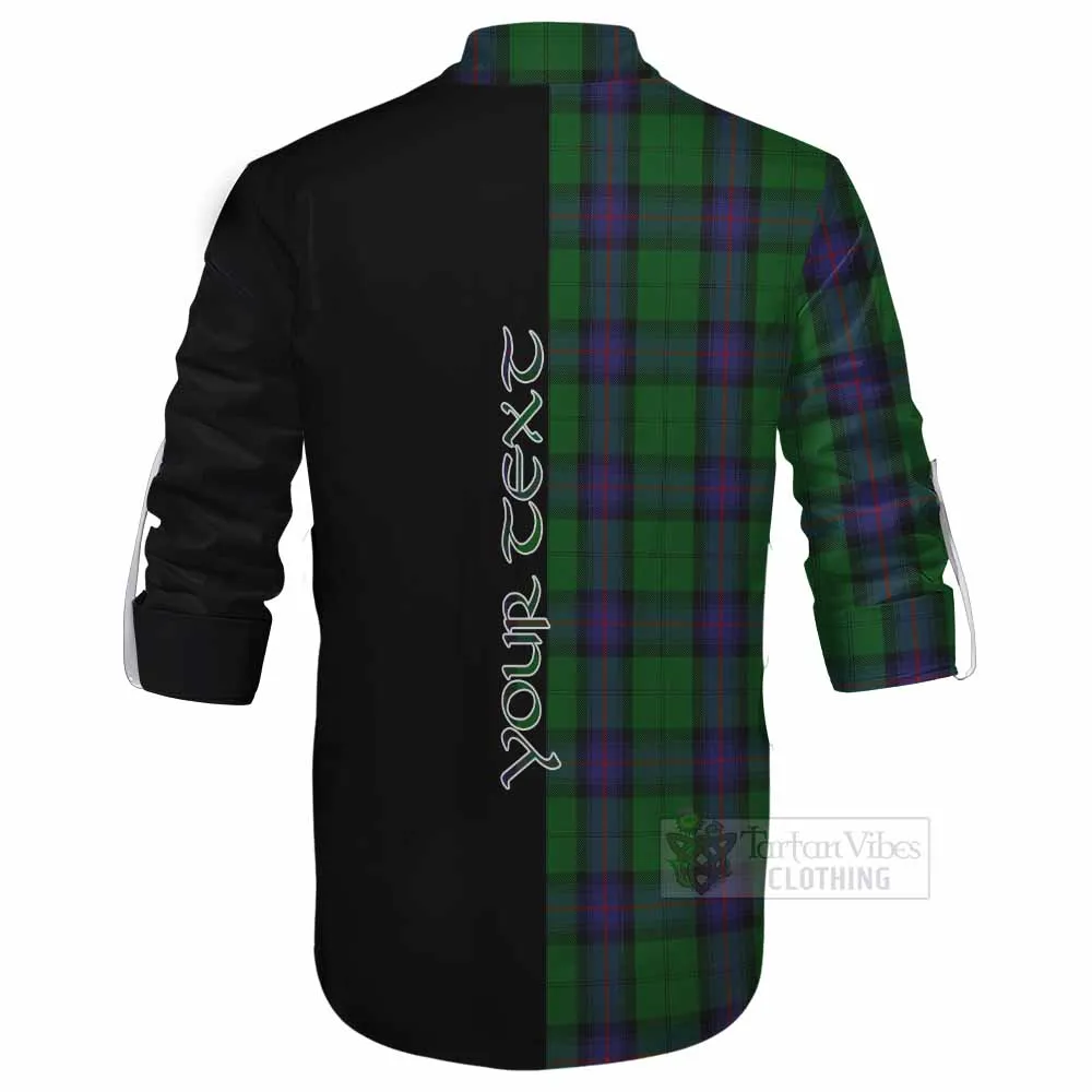 Armstrong Tartan Ghillie Kilt Shirt with Family Crest and Half Of Me Style