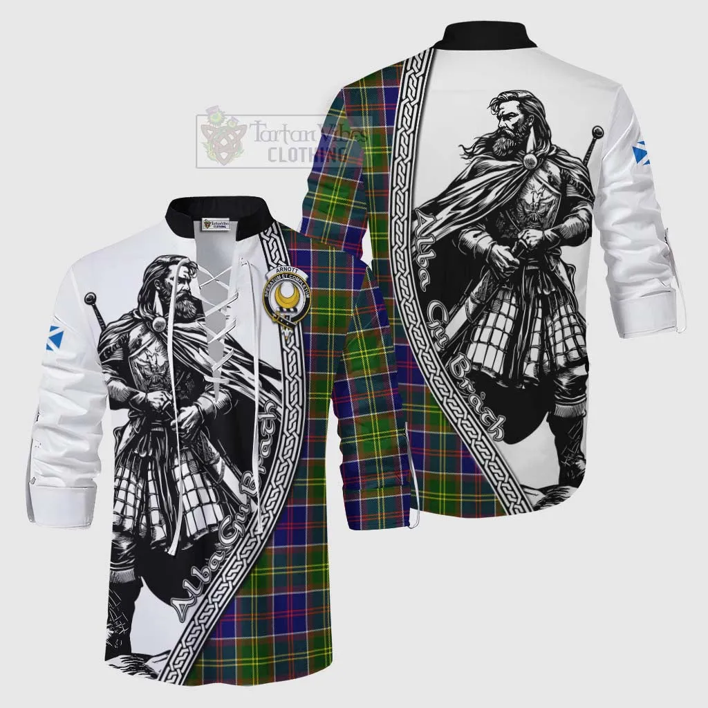 Arnott Tartan Clan Crest Ghillie Kilt Shirt with Highlander Warrior Celtic Style