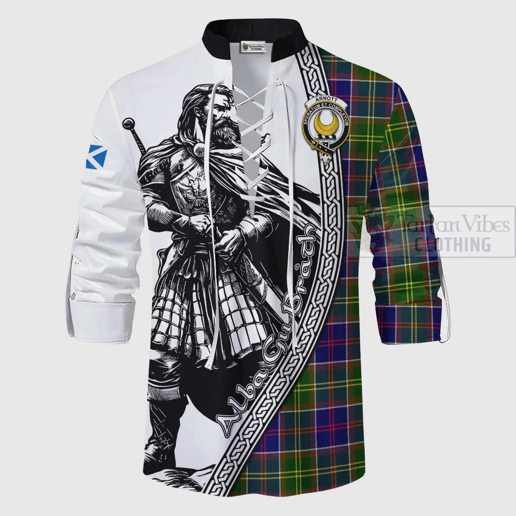 Arnott Tartan Clan Crest Ghillie Kilt Shirt with Highlander Warrior Celtic Style