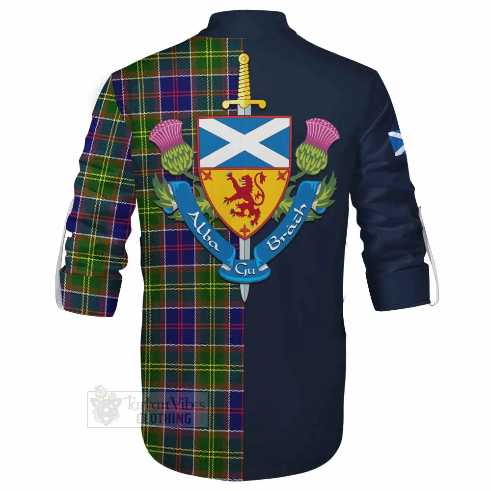 Arnott Tartan Ghillie Kilt Shirt Alba with Scottish Lion Royal Arm Half Style