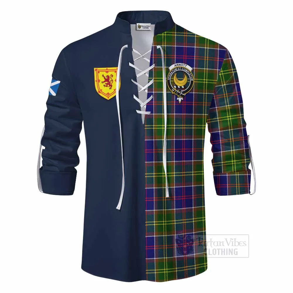Arnott Tartan Ghillie Kilt Shirt Alba with Scottish Lion Royal Arm Half Style