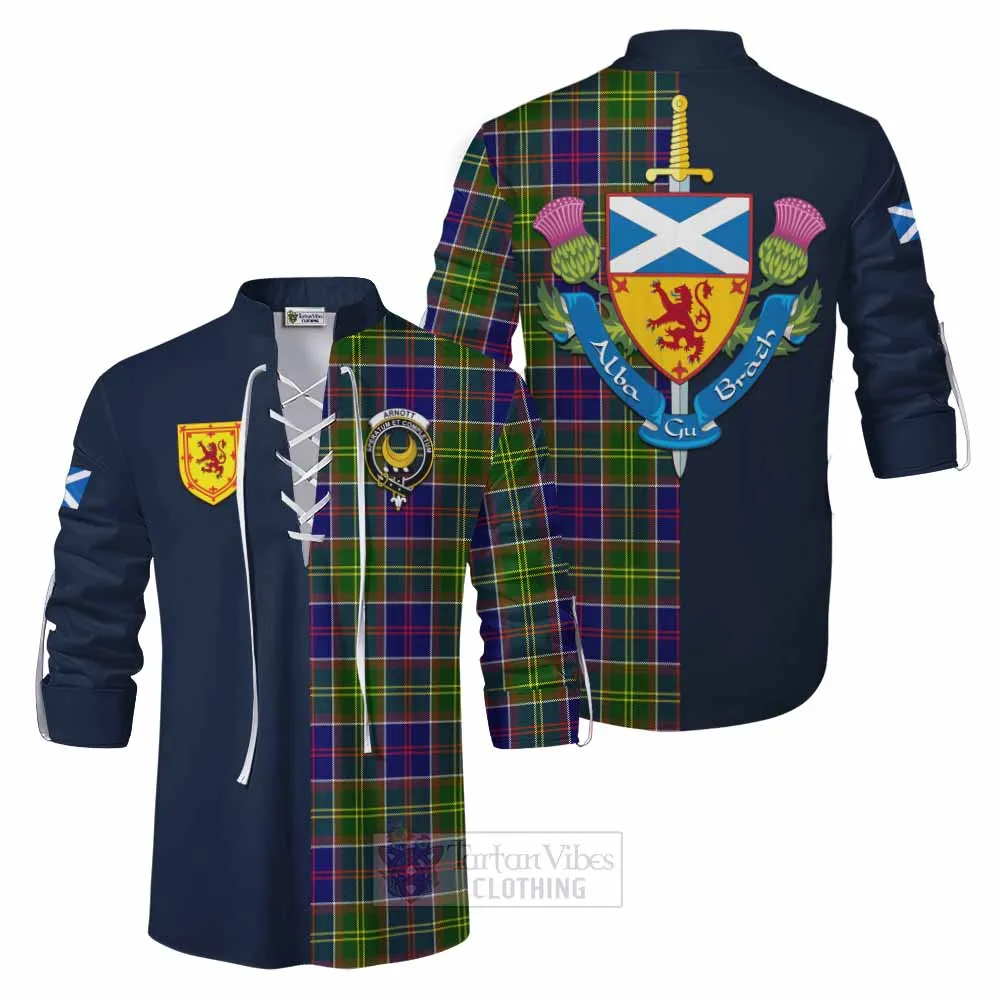 Arnott Tartan Ghillie Kilt Shirt Alba with Scottish Lion Royal Arm Half Style