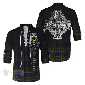 Arnott Tartan Ghillie Kilt Shirt Featuring Alba Gu Brath Family Crest Celtic Inspired