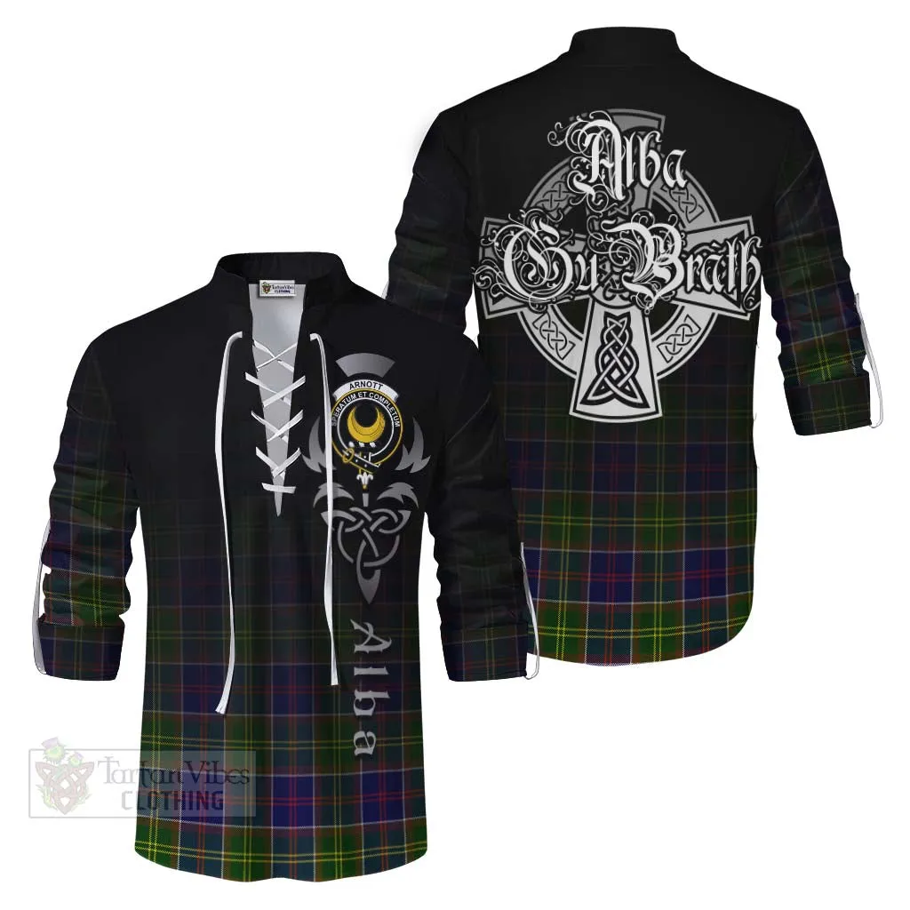 Arnott Tartan Ghillie Kilt Shirt Featuring Alba Gu Brath Family Crest Celtic Inspired