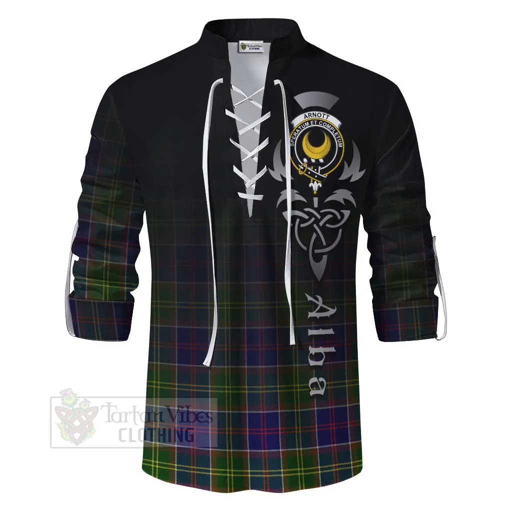Arnott Tartan Ghillie Kilt Shirt Featuring Alba Gu Brath Family Crest Celtic Inspired