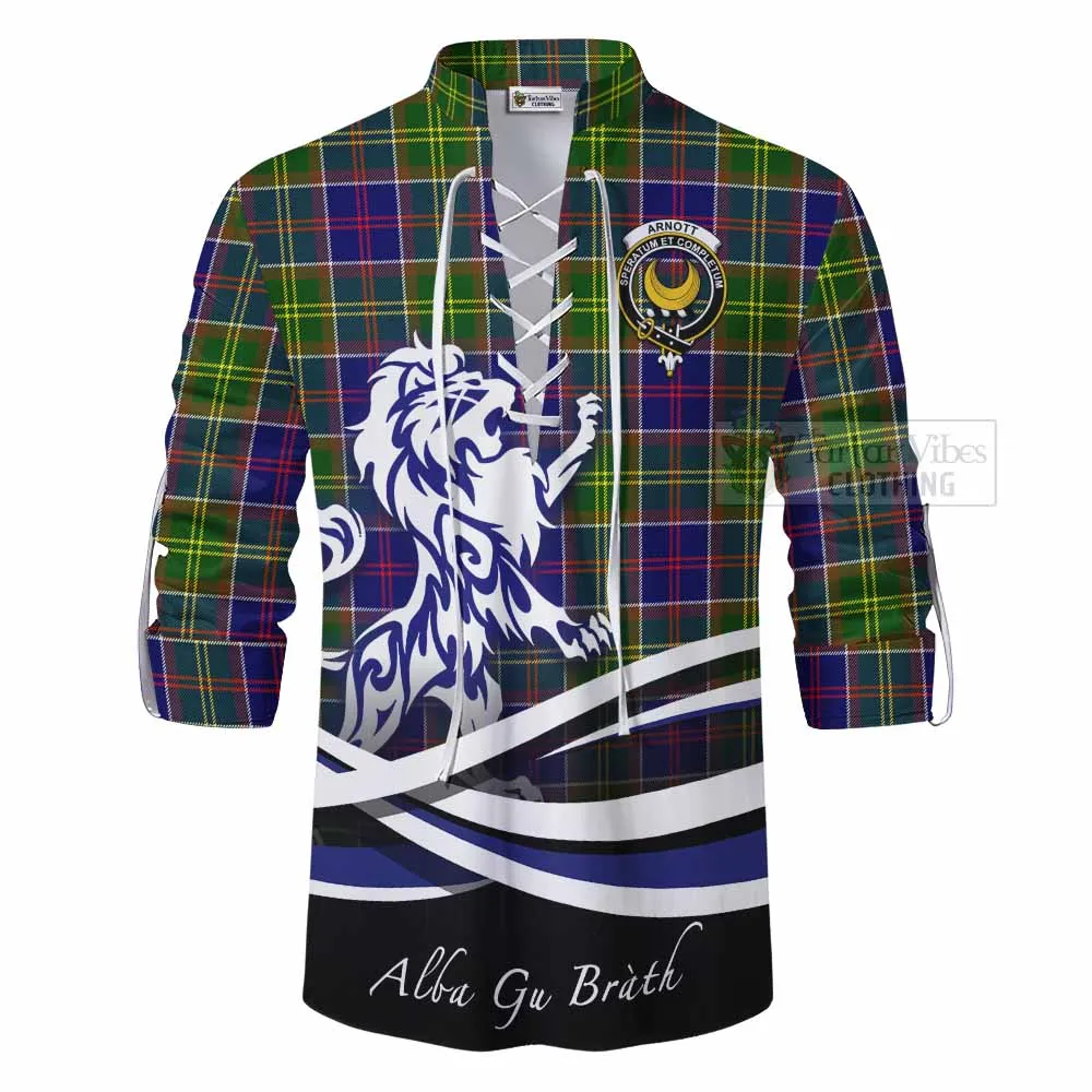 Arnott Tartan Ghillie Kilt Shirt with Alba Gu Brath Regal Lion Emblem