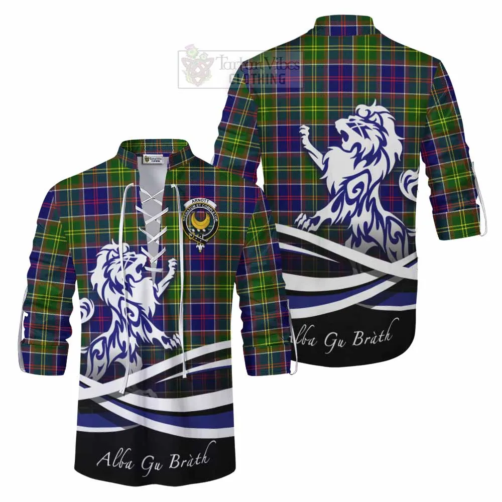 Arnott Tartan Ghillie Kilt Shirt with Alba Gu Brath Regal Lion Emblem