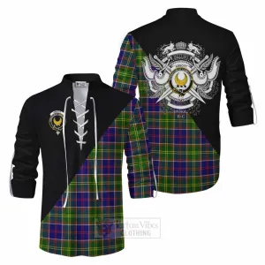 Arnott Tartan Ghillie Kilt Shirt with Family Crest and Military Logo Style