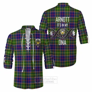 Arnott Tartan Ghillie Kilt Shirt with Family Crest DNA In Me Style