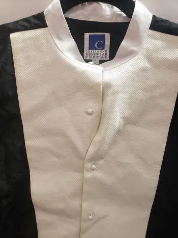 Aswin -- Men's Long Sleeve Latin Ballroom Shirt -- Black/Off White