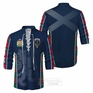 Auchinleck (Affleck) Tartan Ghillie Kilt Shirt with Family Crest and Lion Rampant Vibes Sport Style