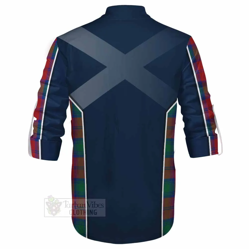 Auchinleck (Affleck) Tartan Ghillie Kilt Shirt with Family Crest and Lion Rampant Vibes Sport Style