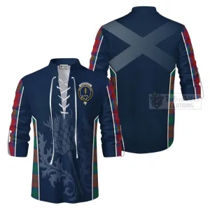 Auchinleck (Affleck) Tartan Ghillie Kilt Shirt with Family Crest and Scottish Thistle Vibes Sport Style