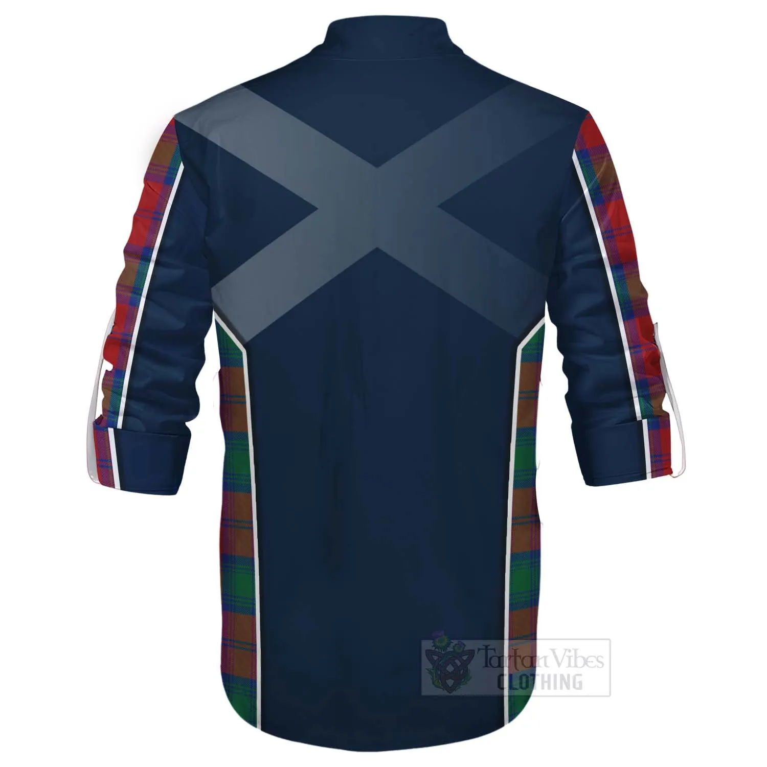 Auchinleck (Affleck) Tartan Ghillie Kilt Shirt with Family Crest and Scottish Thistle Vibes Sport Style
