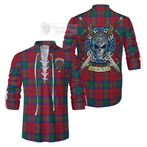 Auchinleck (Affleck) Tartan Ghillie Kilt Shirt with Family Crest Celtic Skull Style