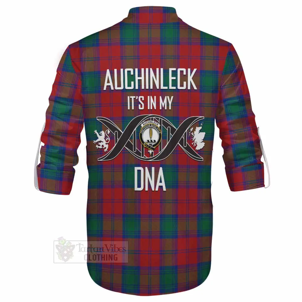 Auchinleck (Affleck) Tartan Ghillie Kilt Shirt with Family Crest DNA In Me Style