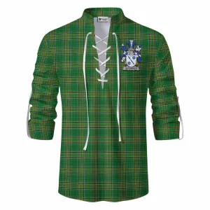 Auchmuty Irish Clan Tartan Ghillie Kilt Shirt with Coat of Arms