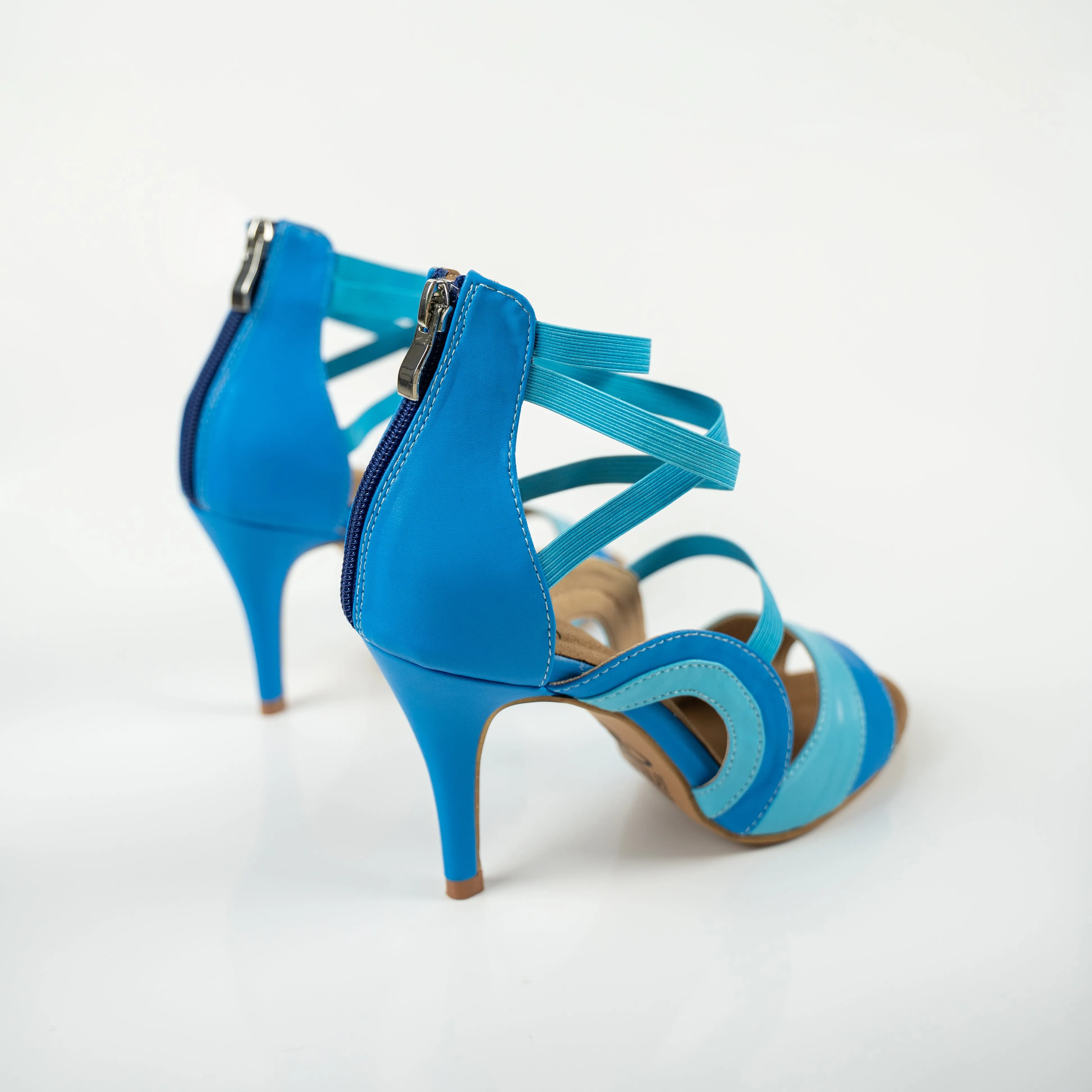 Azure Open Toe Stiletto Sandals Dance Shoes