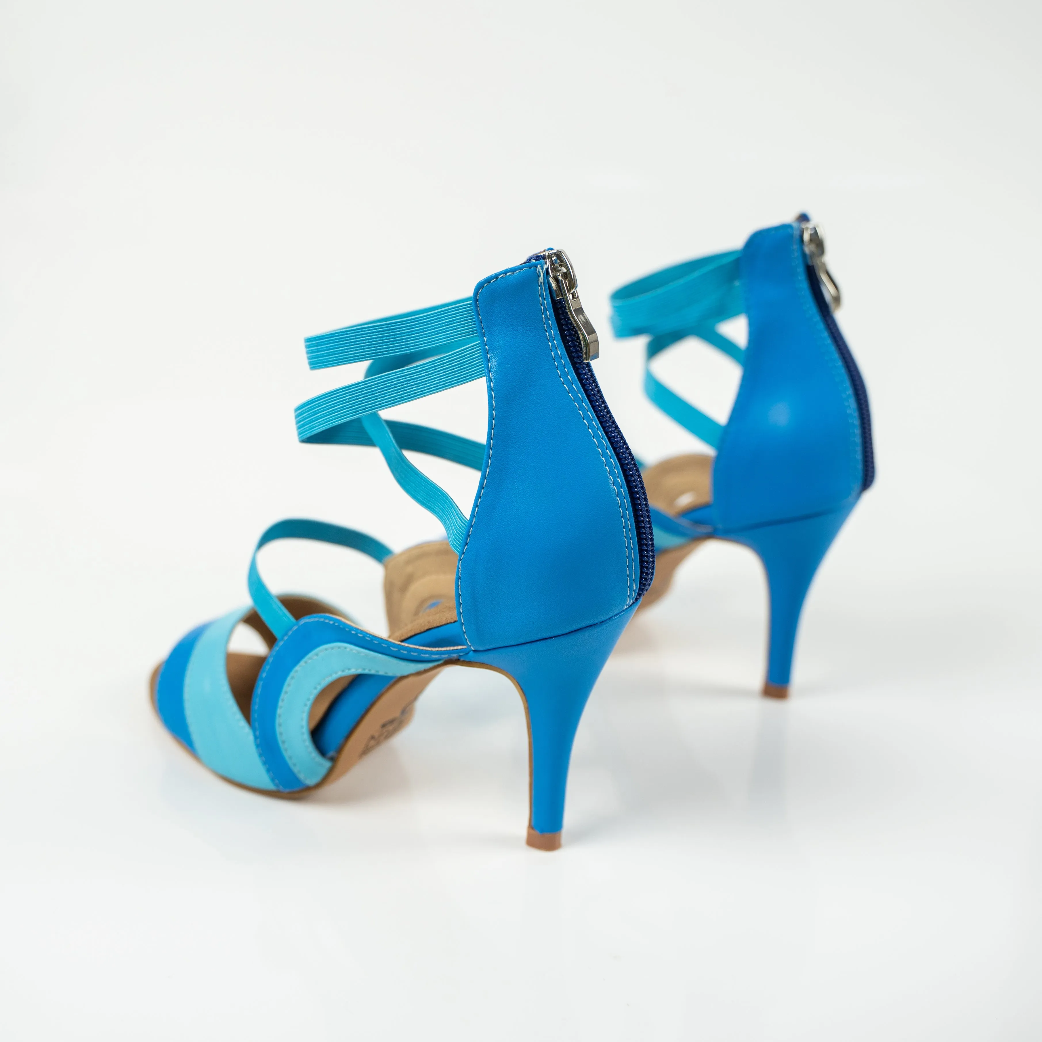 Azure Open Toe Stiletto Sandals Dance Shoes