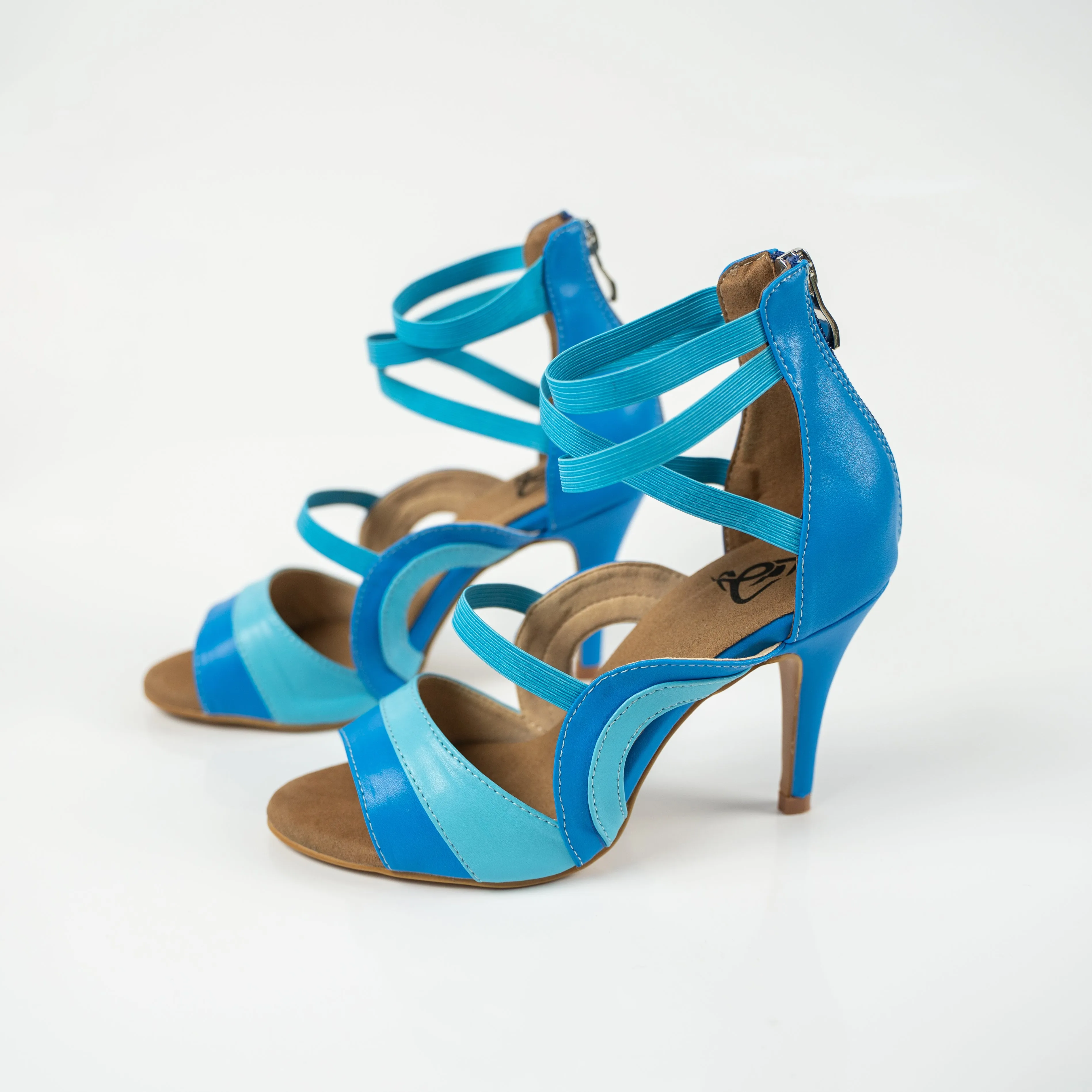 Azure Open Toe Stiletto Sandals Dance Shoes