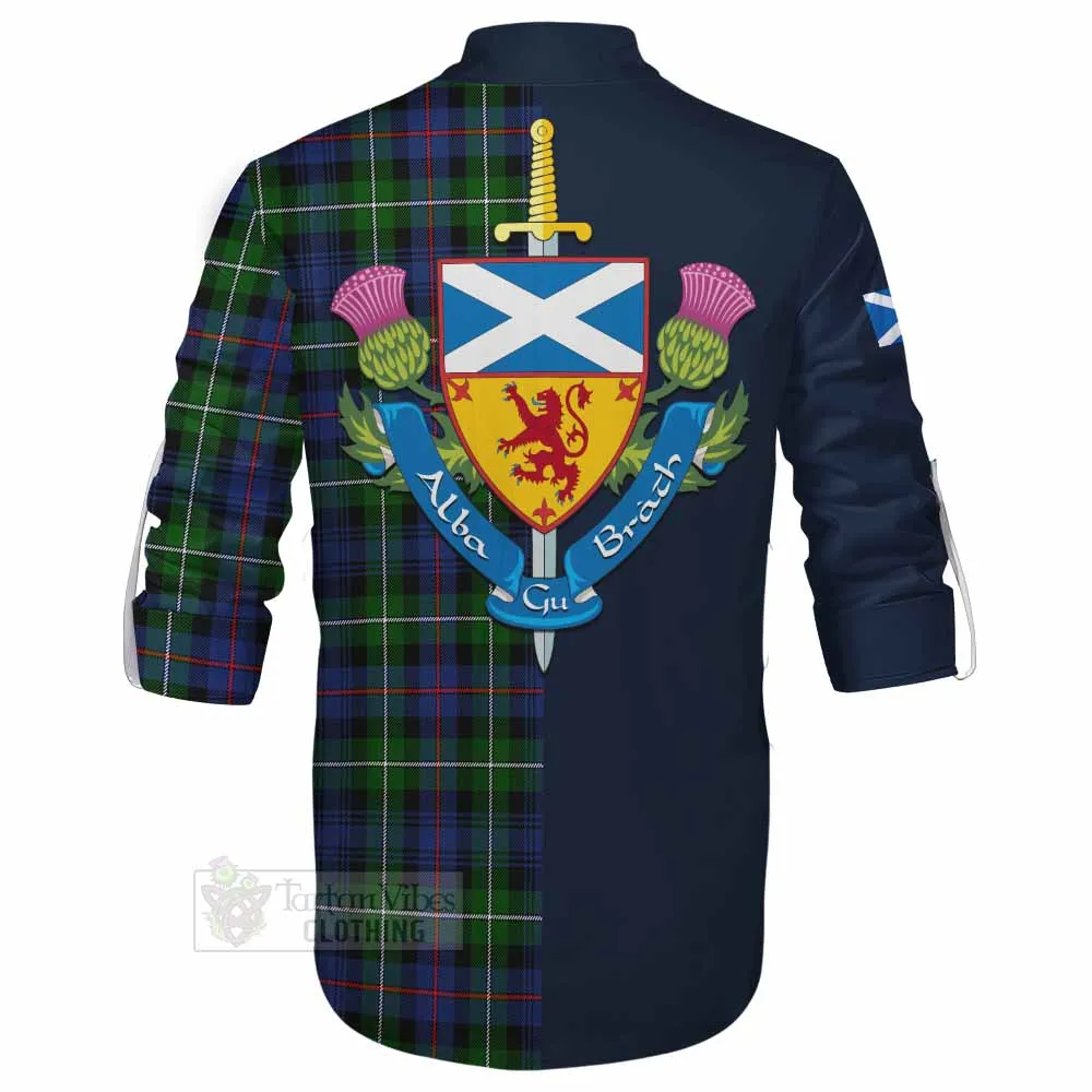 Baillie (Bailey) Tartan Ghillie Kilt Shirt Alba with Scottish Lion Royal Arm Half Style