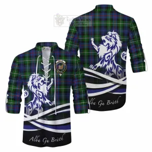 Baillie (Bailey) Tartan Ghillie Kilt Shirt with Alba Gu Brath Regal Lion Emblem