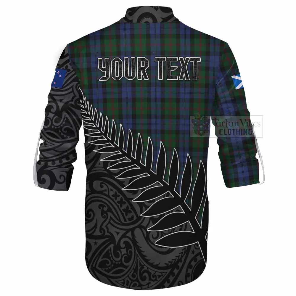 Baird Crest Tartan Ghillie Kilt Shirt with New Zealand Silver Fern Half Style