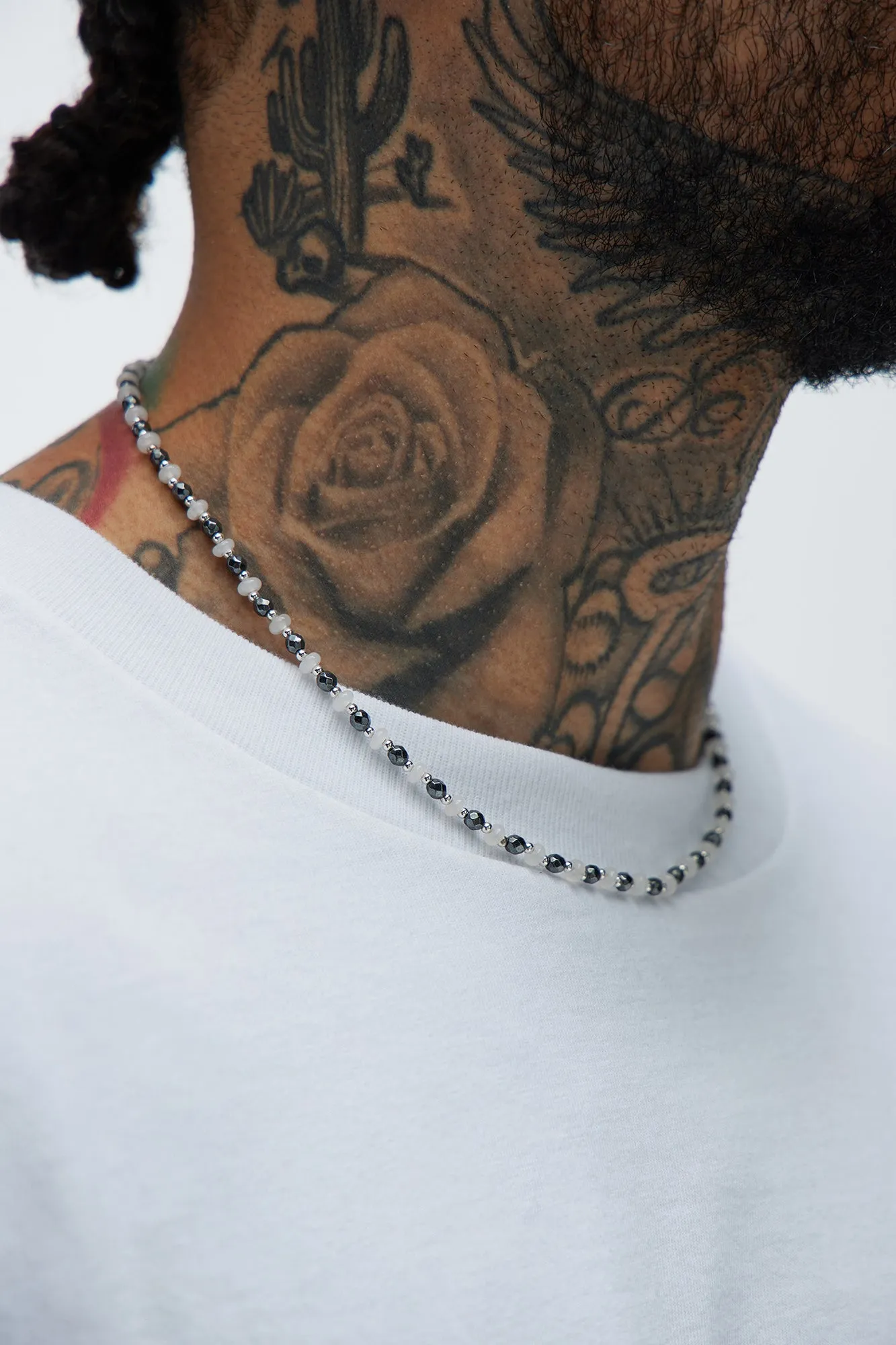 Banks Beaded Chain Necklace - White/combo