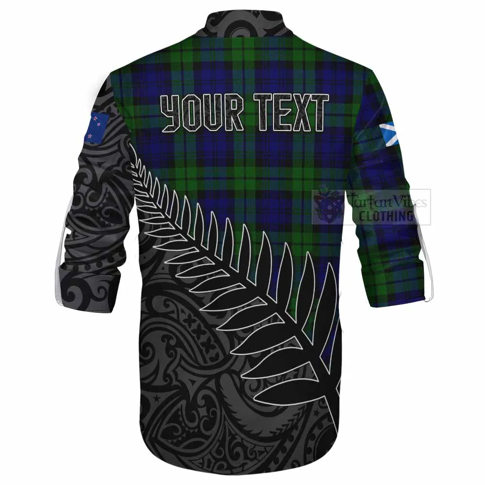 Bannatyne Crest Tartan Ghillie Kilt Shirt with New Zealand Silver Fern Half Style