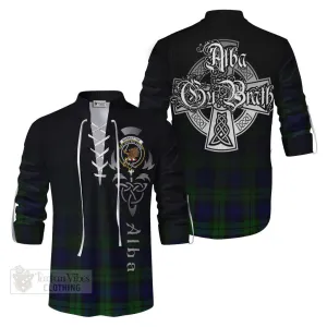 Bannatyne Tartan Ghillie Kilt Shirt Featuring Alba Gu Brath Family Crest Celtic Inspired