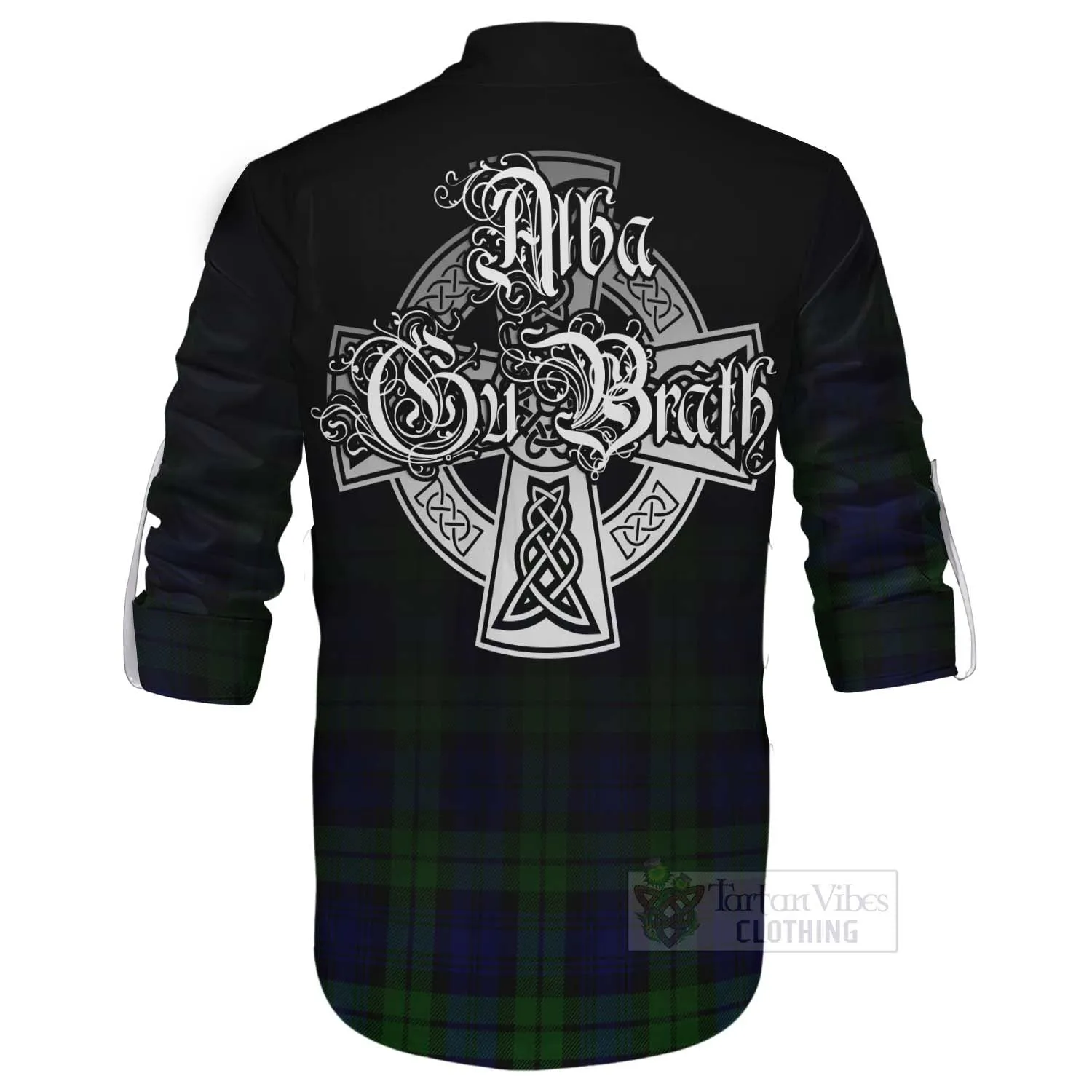Bannatyne Tartan Ghillie Kilt Shirt Featuring Alba Gu Brath Family Crest Celtic Inspired