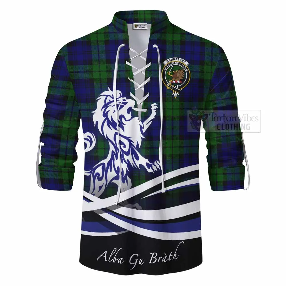 Bannatyne Tartan Ghillie Kilt Shirt with Alba Gu Brath Regal Lion Emblem