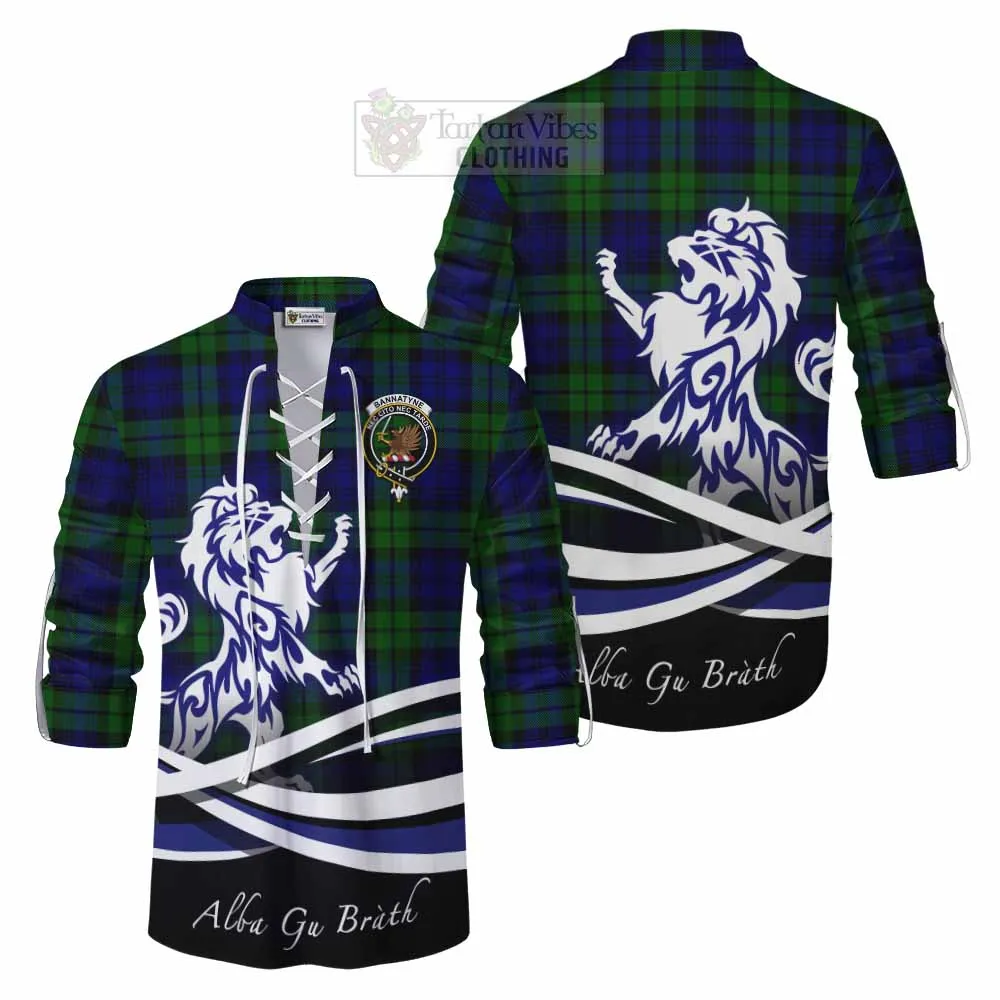 Bannatyne Tartan Ghillie Kilt Shirt with Alba Gu Brath Regal Lion Emblem