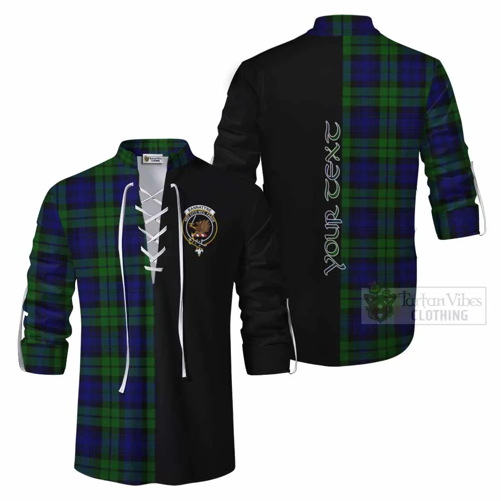 Bannatyne Tartan Ghillie Kilt Shirt with Family Crest and Half Of Me Style