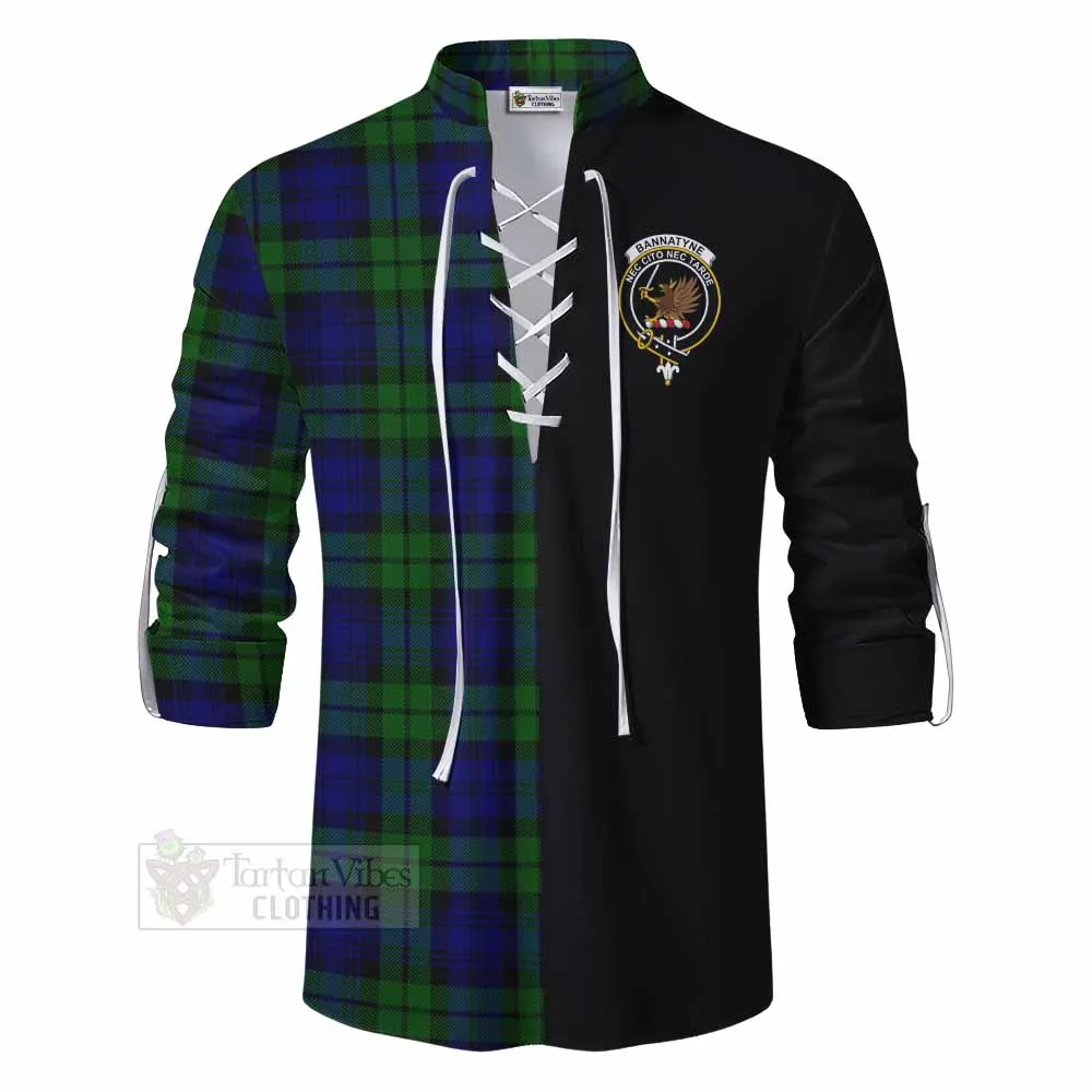 Bannatyne Tartan Ghillie Kilt Shirt with Family Crest and Half Of Me Style