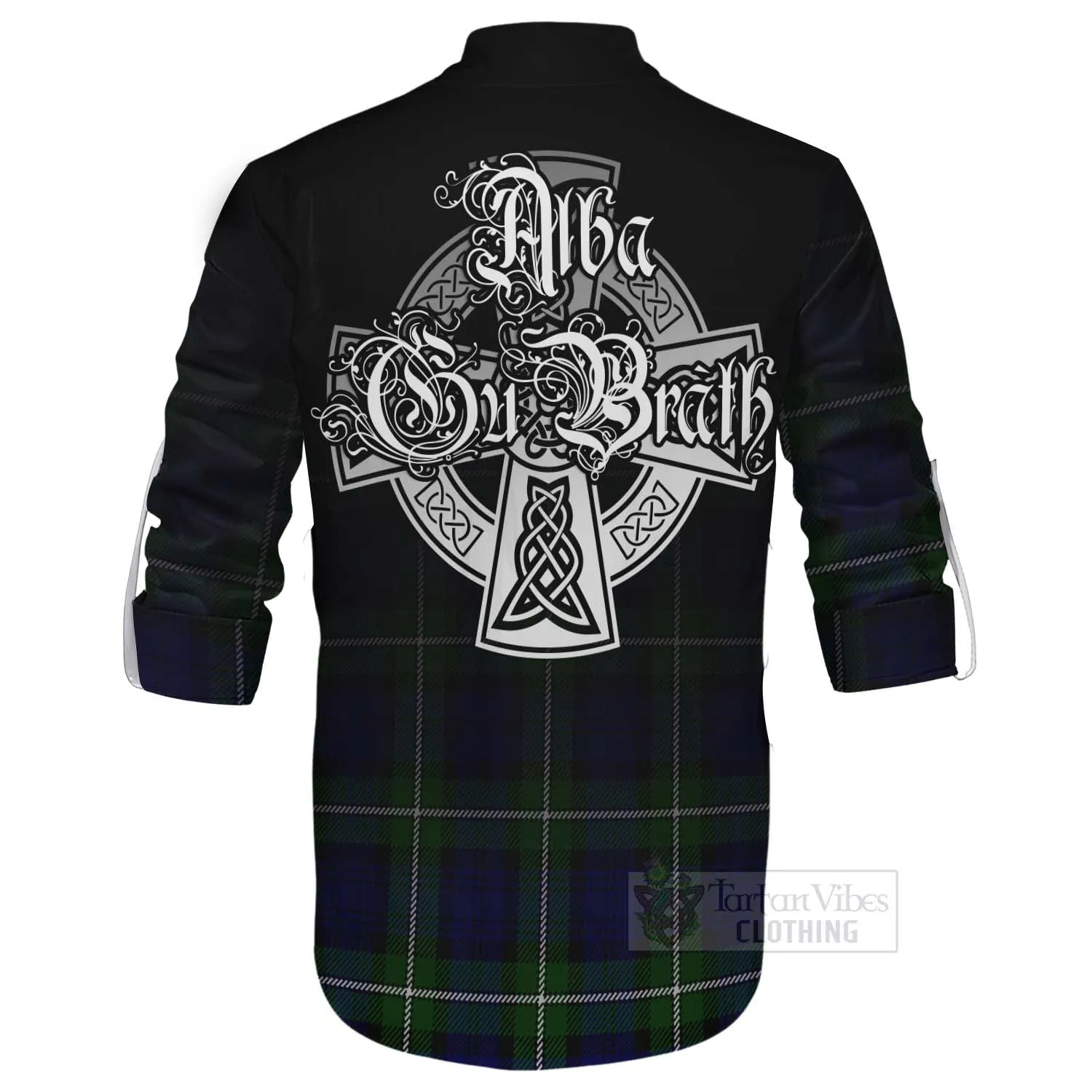 Bannerman Tartan Ghillie Kilt Shirt Featuring Alba Gu Brath Family Crest Celtic Inspired