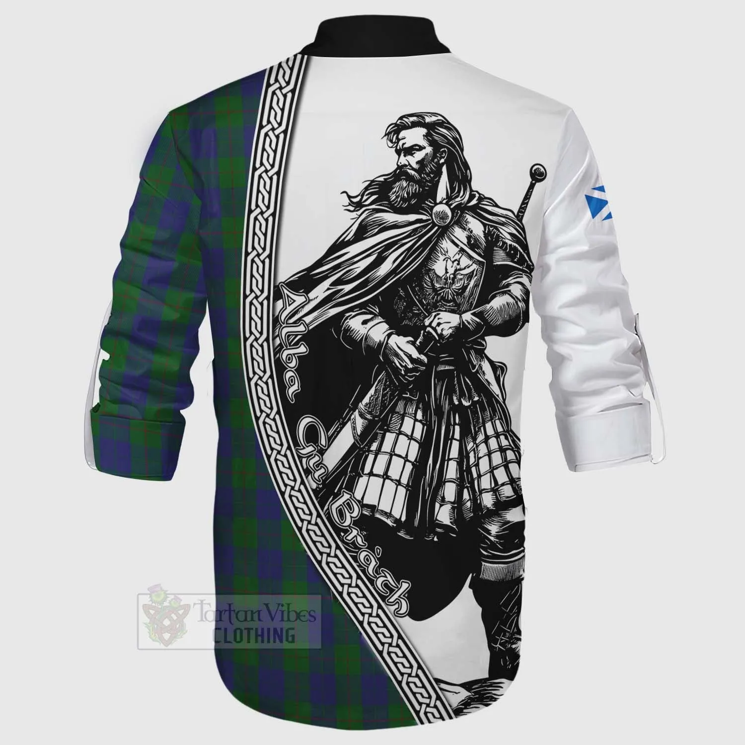 Barclay Tartan Clan Crest Ghillie Kilt Shirt with Highlander Warrior Celtic Style