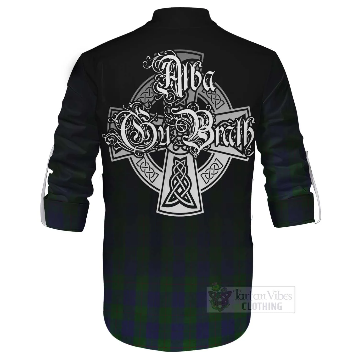 Barclay Tartan Ghillie Kilt Shirt Featuring Alba Gu Brath Family Crest Celtic Inspired