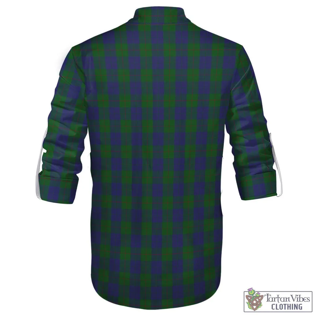 Barclay Tartan Men's Scottish Traditional Jacobite Ghillie Kilt Shirt with Family Crest