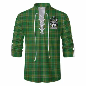 Basile Irish Clan Tartan Ghillie Kilt Shirt with Coat of Arms